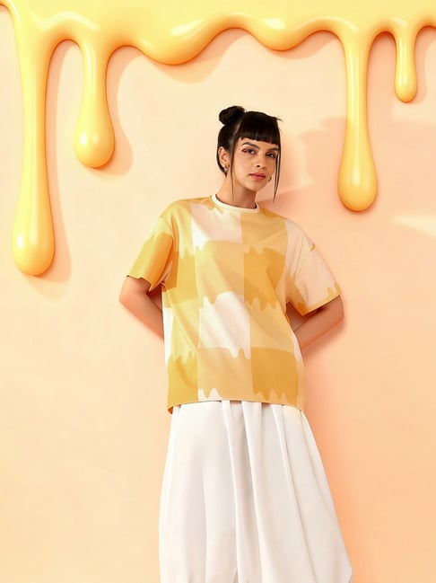 Lotto Melt Women Yellow Gingham T-shirt