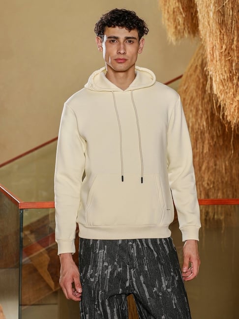 Campus Sutra Off-White Oversized Pullover Hoodie