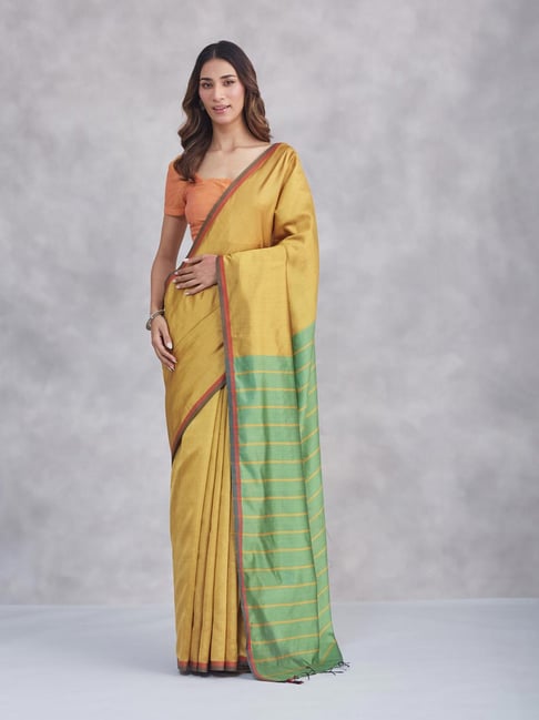 Fabindia Green Silk Woven Design Saree-picture-25