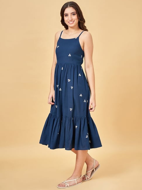 Yu By Pantaloons Indigo Regular Fit Embroidered Dress