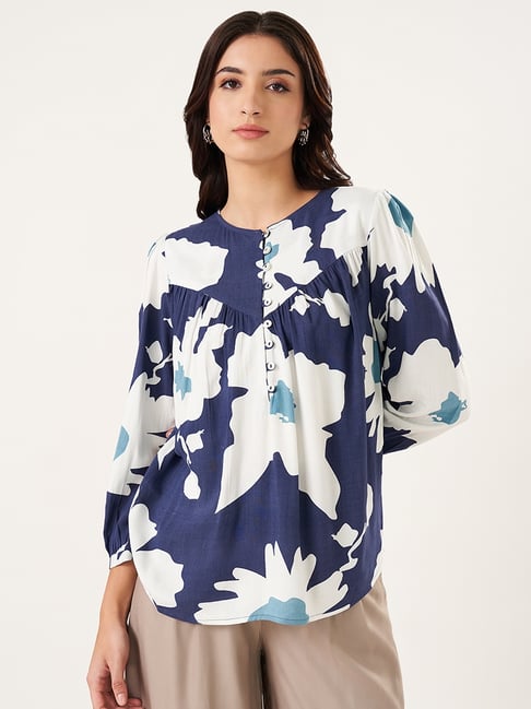 Akkriti by Pantaloons Blue Depths Floral Tunic-picture-14