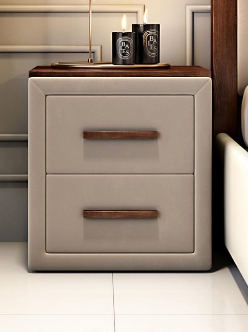 Durian Jacklin Beige Wood Veneer Bed Side Table