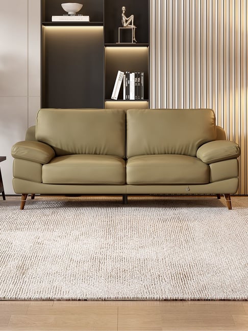 Durian Europa Green Leather 3 Seater Sofa