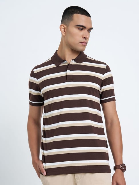 Peregrine By Pantaloons Amphora Slim Fit Striped Polo T-Shirt-picture-47