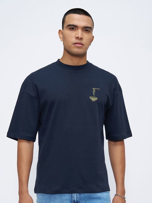 Sf Jeans By Pantaloons Navy Relaxed Fit Printed T-Shirt-picture-41
