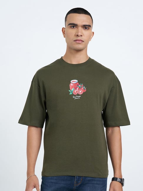 Sf Jeans By Pantaloons Green Relaxed Fit Printed T-Shirt-picture-40