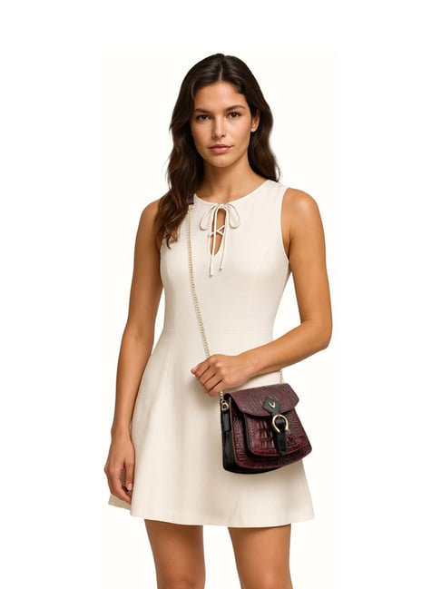 Hidesign Marsala & Black Rodeo Drive Eoss ZUZU Small Leather Cross Body Bag