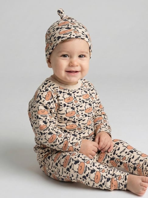 Creative Kid's Pink and Black Printed Regular Fit Clothing Set