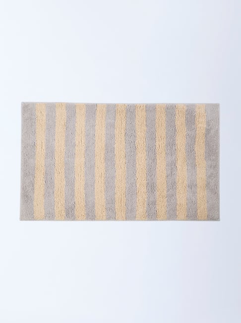 Westside Home Grey Striped Bath Mat
