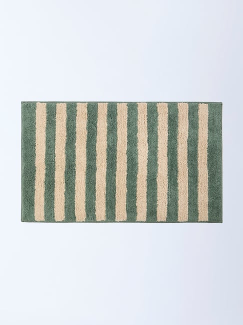 Westside Home Olive Striped Bath Mat