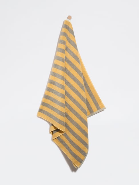 Westside Home Yellow Striped Bath Towel