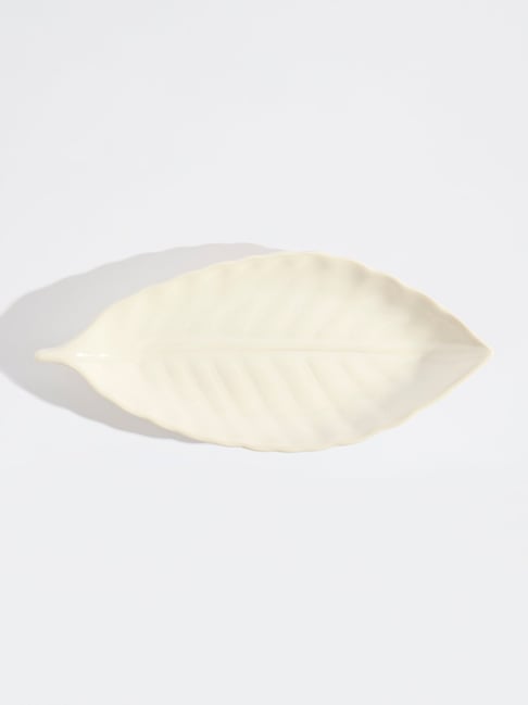 Westside Home White Leaf Shaped Serving Platter