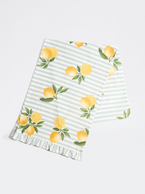 Westside Home Light Blue Lemon Design Table Runner