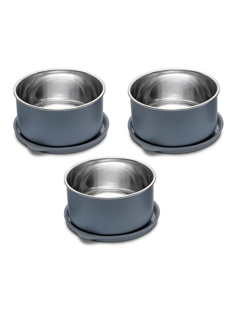 ALLO Grey Chevron Stainless Steel Lunch Box - Set of 3