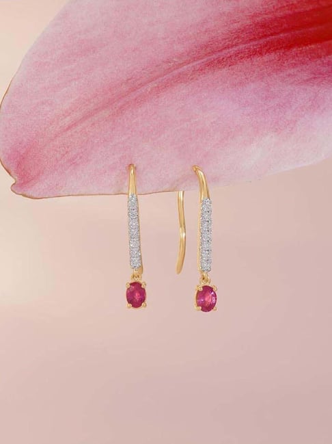 Mia by Tanishq 9k (375) Diamond Yellow Gold Earrings for Women