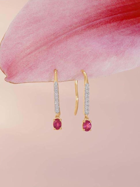 Mia by Tanishq 9k (375) Diamond Yellow Gold Earrings for Women