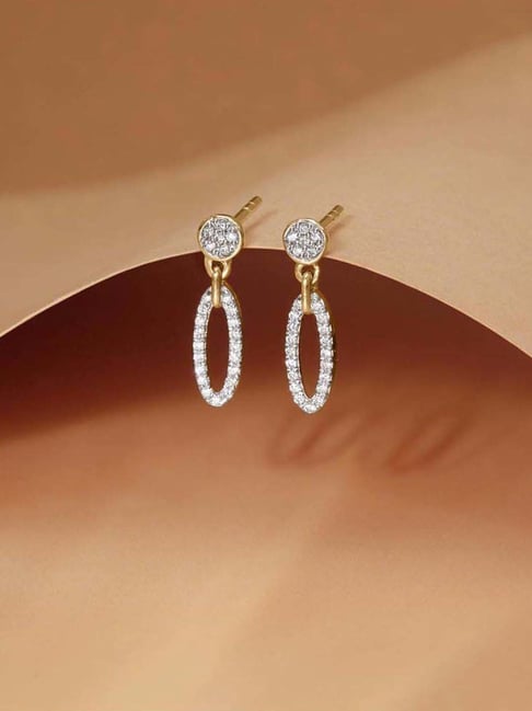 Mia by Tanishq 9k (375) Diamond Yellow Gold Earrings for Women