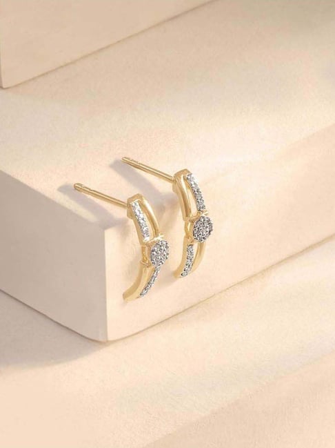 Mia by Tanishq 14k (585) Diamond Yellow Gold Earrings for Women