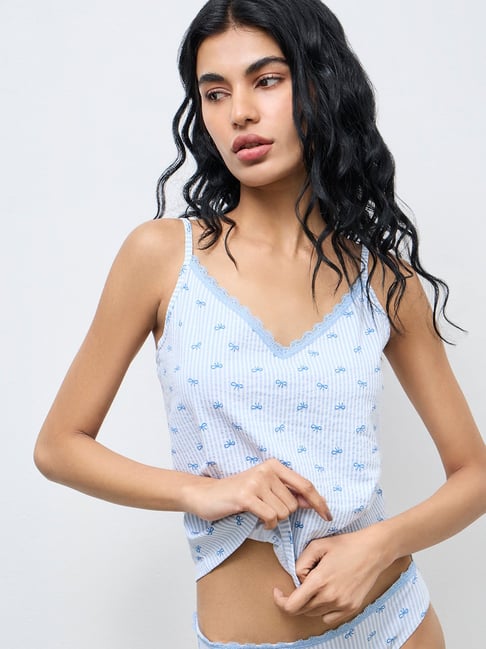 Superstar by Westside Blue Printed Cotton-Blend Camisole - Pack of 2