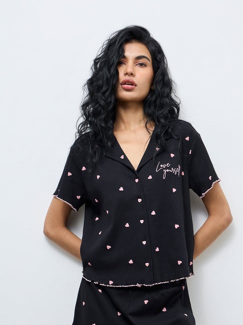 Superstar by Westside Black Printed Cotton-Blend Shirt