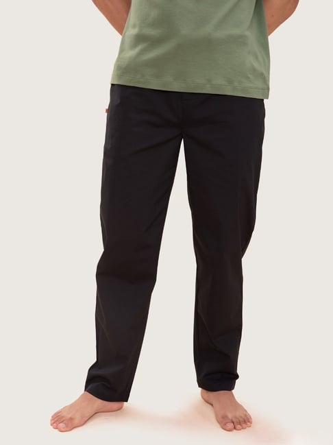 Damensch Black Cotton Regular Fit Lounge Pants
