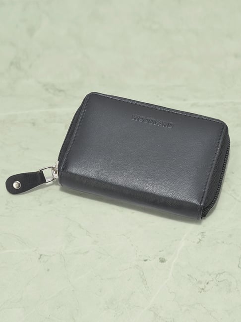 Woodland Black Medium Leather Zip Around Wallet