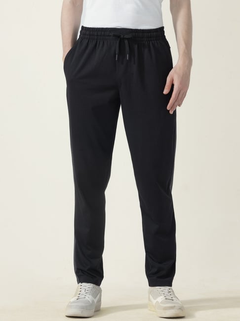 Damensch Black Cotton Regular Fit Trackpants