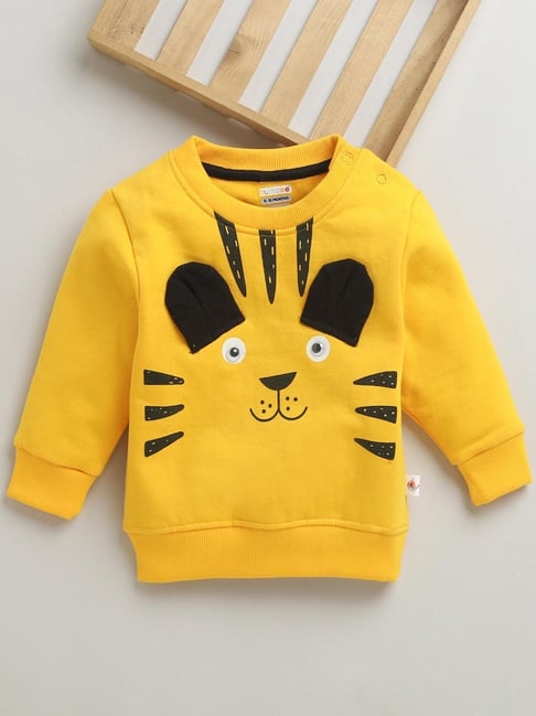 Bumzee Boys Yellow Regular Fit Printed Sweatshirt