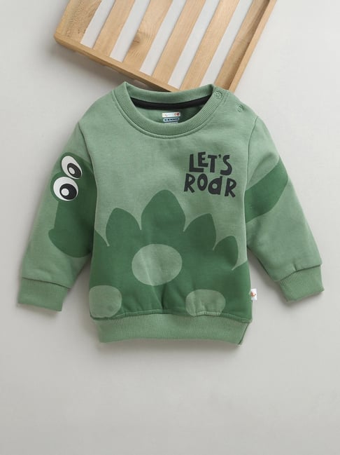 Bumzee Boys Green Regular Fit Printed Sweatshirt