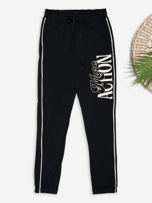 Pantaloons Junior Black Printed Joggers