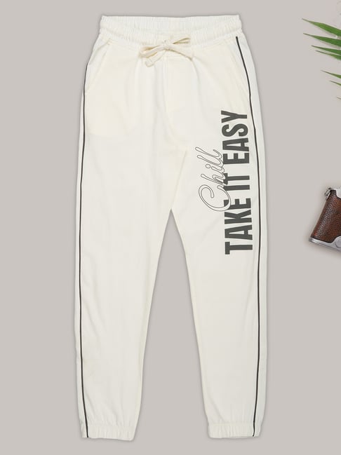 Pantaloons Junior Off White Printed Joggers