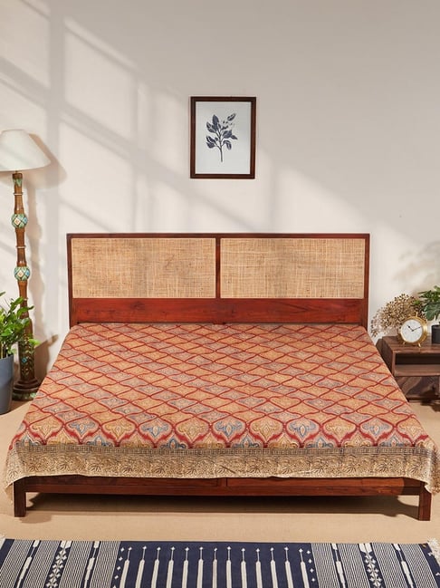 Fabindia Red Kalamkari Printed Cotton Bed Cover