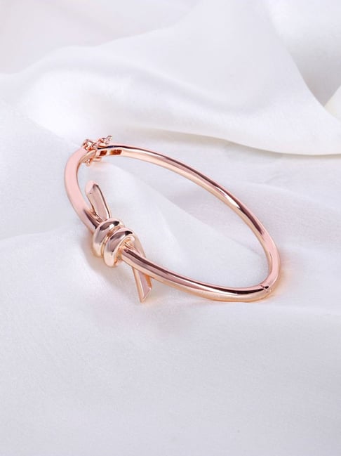 The Real Effect London 800 Silver Rose Gold Aura Intricate Bangle for Women