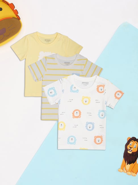 Pantaloons Baby Multicolor Printed Short Sleeves T-Shirt (Pack Of 3)