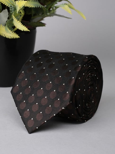 Peter England Brown Embroidered Tie