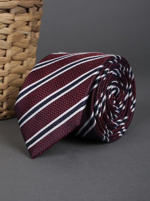 Louis Philippe Maroon Striped Tie