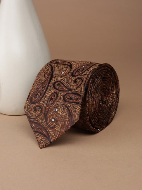 Peter England Brown Embroidered Tie