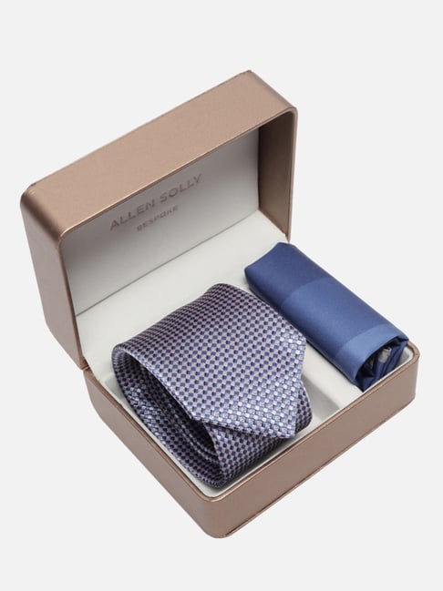 Allen Solly Blue Embroidered Tie with Pocket Square