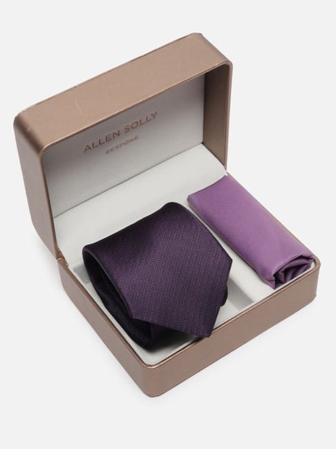 Allen Solly Purple Tie with Pocket Square