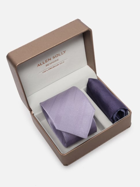 Allen Solly Lilac Embroidered Tie with Pocket Square