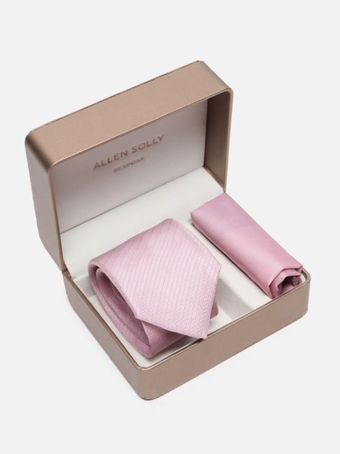 Allen Solly Pink Embroidered Tie with Pocket Square