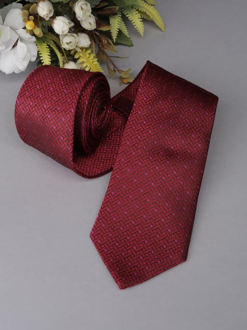 Allen Solly Maroon Embroidered Tie