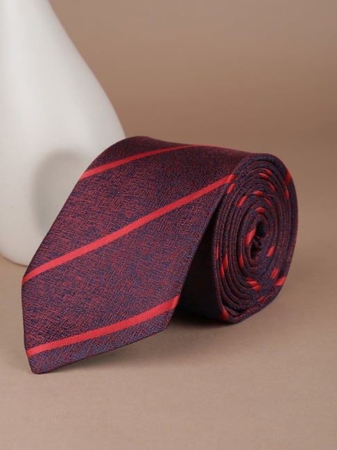 Allen Solly Maroon Striped Tie