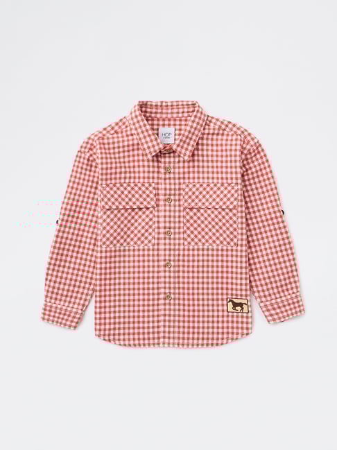 HOP Kids Boys by Westside Red Gingham Check Cotton Shirt