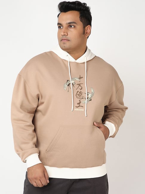 Bewakoof Brown Relaxed Fit Graphic Hoodie-image-26