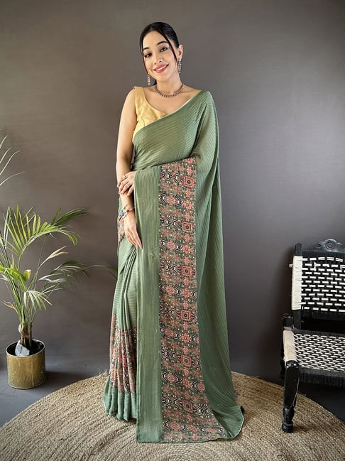 Elora Green Georgette Attractive Foil Print-picture-11