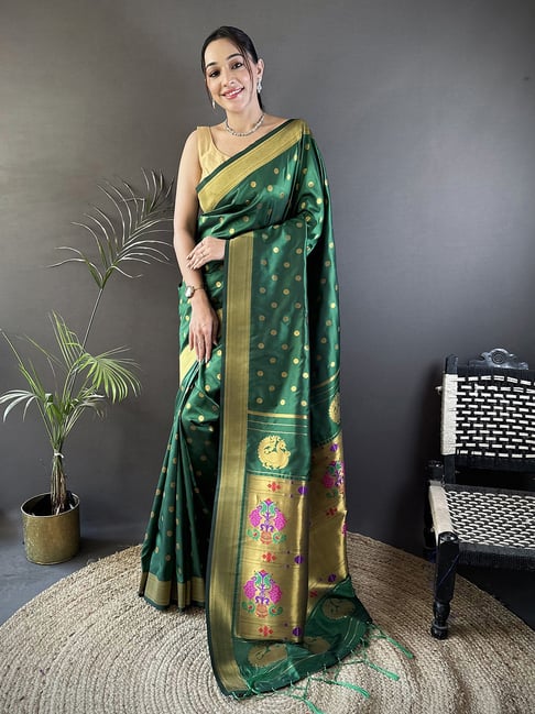 Elora Green Silk Peacock and Floral Motifs-picture-18