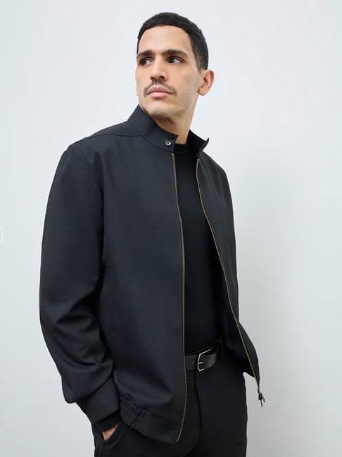 WES Formals by Westside Black Solid Slim-Fit Jacket