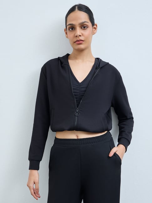 Studiofit Nuoflexx by Westside Black Solid Hooded Jacket