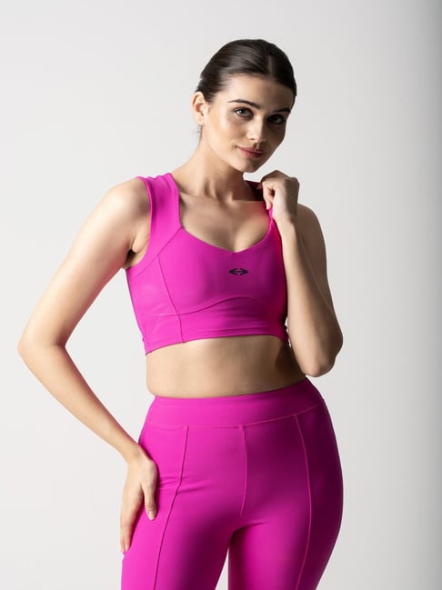 Strch Pink Nylon Sports Bra